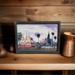 Artisan Canvas Painting BAGAN Myanmar / Burma Watercolor Painting Artwork Frame
